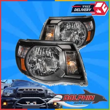 For 2005 2011 Toyota Tacoma Headlight Black Front Left Right Head Lamps Set