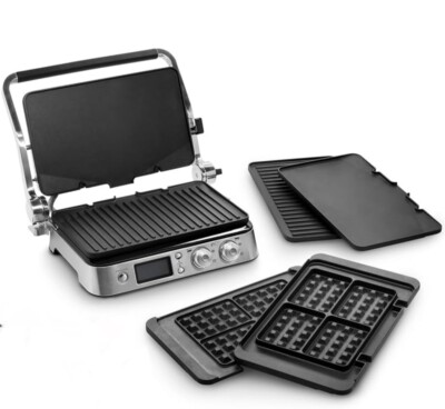 De'Longhi CGH1030D Livenza All-Day Griddle, Grill and Waffle Maker Silver Large