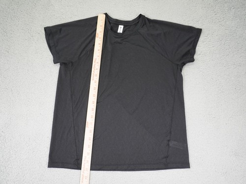 Athleta Shirt Womens Small Black Short Sleeve Sheer Logo Workout Gym Yoga - Picture 2 of 11