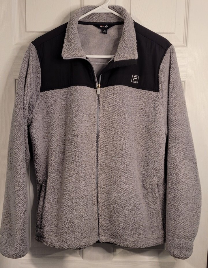 Giacca Pile Fila Sport Donna Taglia Extra Large XL Cerniera Intera Grigia