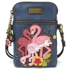 Chala FLAMINGO GROUP Cellphone Crossbody Purse Convertible Strap (Blue) NWT