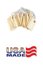 100 of 2 3/4" x 1 3/8" Manila Inventory Tags with ELASTIC Stretchy String Size 1