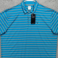 Callaway Opti-Dri Golf Polo Shirt Mens 2XL Blue Red Stripe Performance Rugby NEW