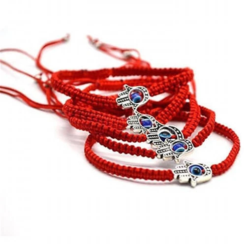 5X Rote Schnur Hamsa Handschlechtes Augen-Glück Kabbalah Boho Religion Armband