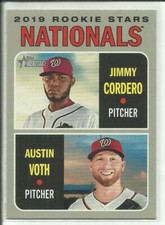 2019 Topps Heritage #154 Rookie Stars Austin Voth, Jimmy Cordero WSH Nationals