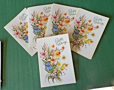 Package of 5 EASTER BLESSINGS Greeting Cards w/Envelopes - 5.75'' x 4'' - NOS!