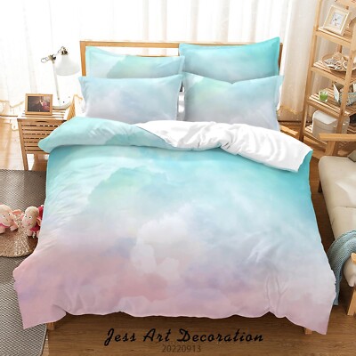 3D Blue Sky Clouds Nature Quilt Cover Set Bedding Sets Pillowcases Queen 5