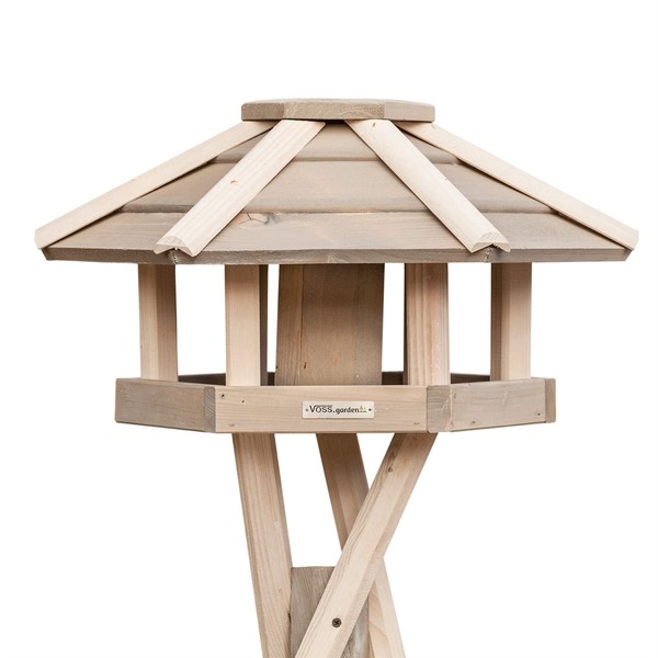 Vogelhaus Mit StäNder 132Cm Vogelfutterhaus Futterhaus VogelhäUschen Holz Garten-image