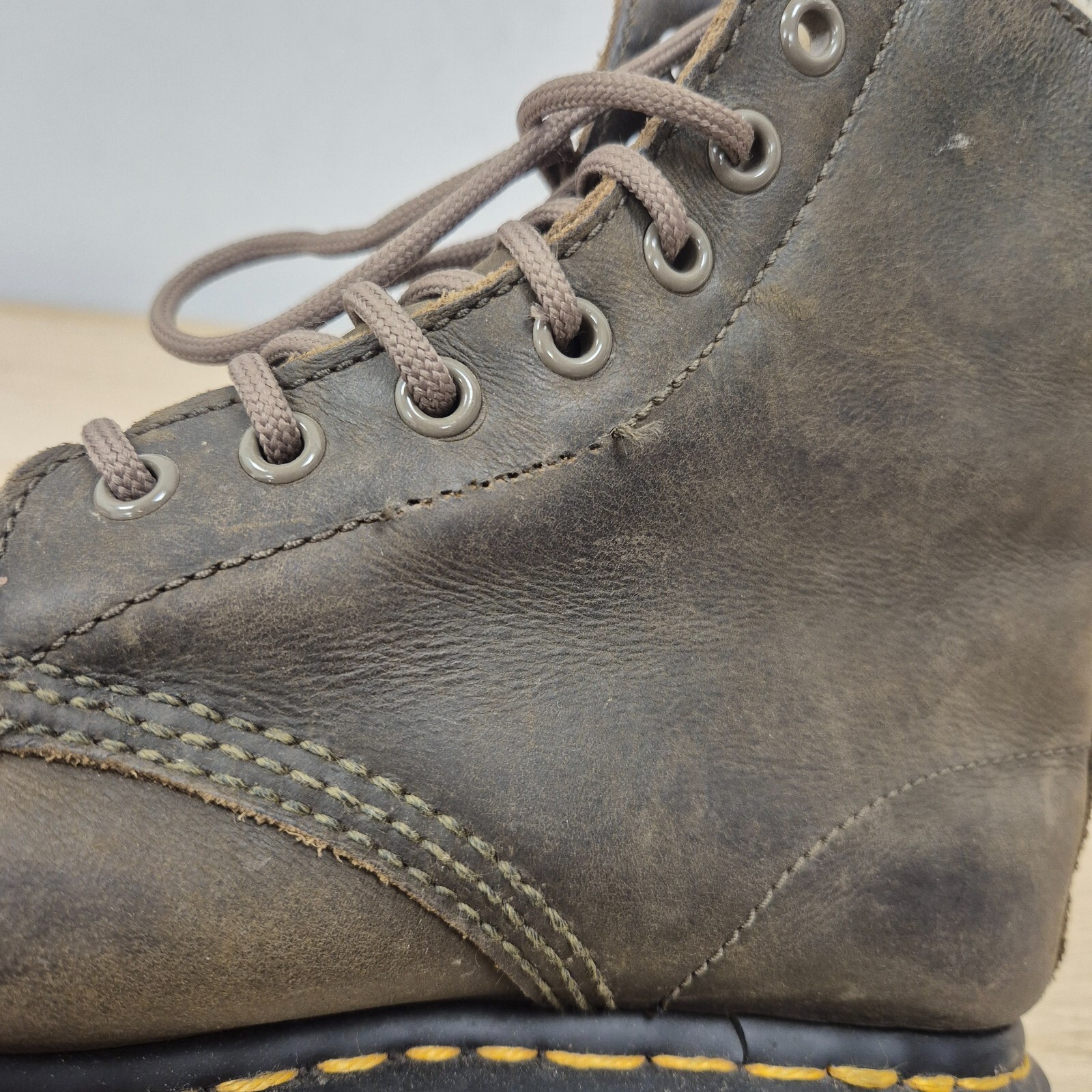 Dr Martens 1460 Bex Serena Fur Lined Khaki Brown Leather Ankle Warm Boots Uk 4 image 10