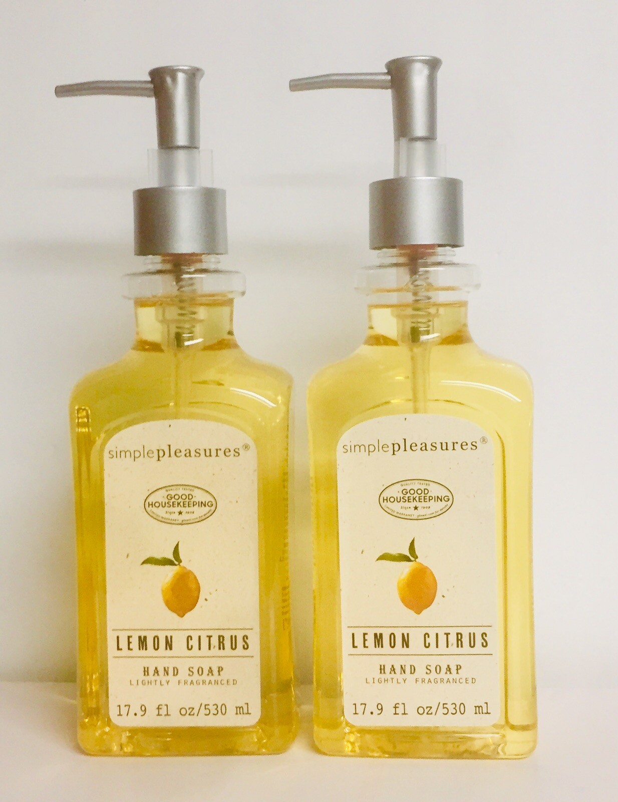 2 Bottles Simple Pleasures Lemon Citrus Hand Soap 17.9 fl oz (530 ml