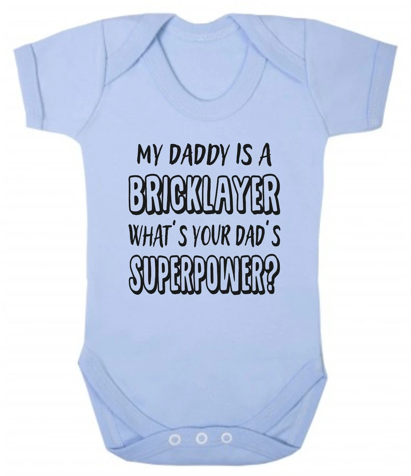 CLICK MY CLOBBER Mein Vater ist ein Maurer Was ist deine Superkraft? Baby Body blau oder rosa