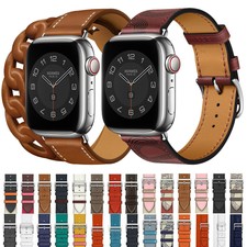 Apple Watch Band HermÃ¨s - 44mm Feu Epsom Leather Single Tour for sale  online | eBay