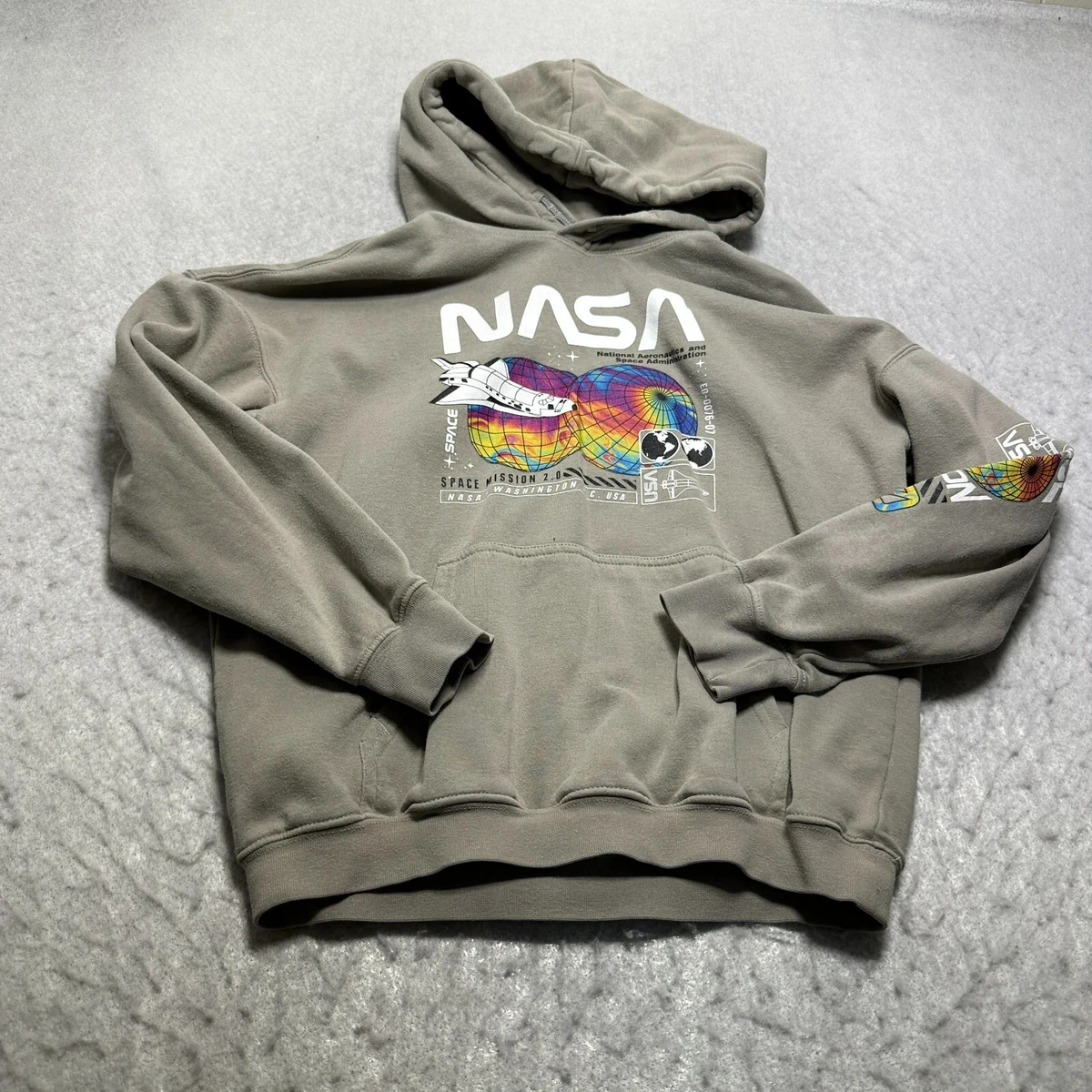 NASA Hu0026amp;M Hoodie Youth Kids Large L Gray Fleece Long Sleeve Sweatshirt |  eBay