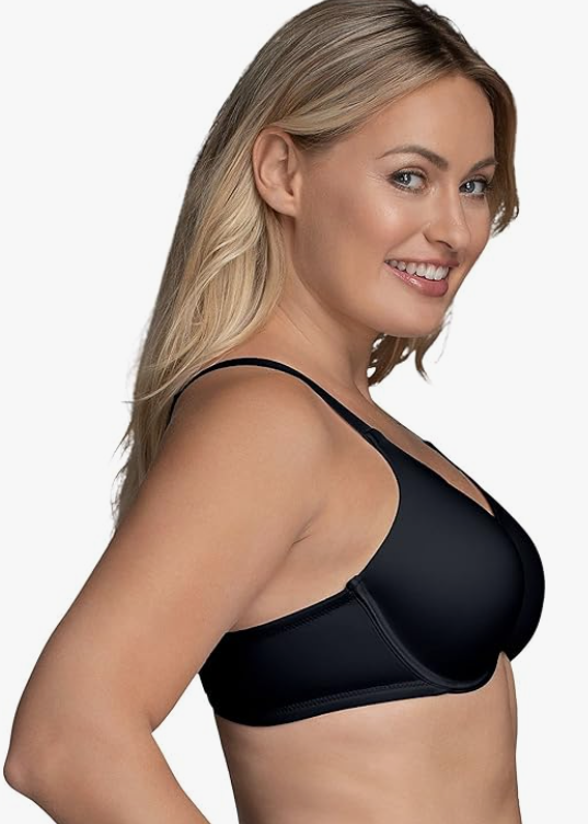 Vanity Fair Back Smoother Underwire Bra 76380 Size 38H Black 6476