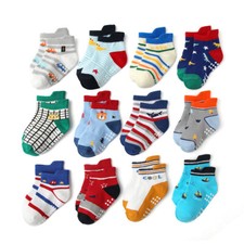 12 Pairs Toddler Baby Grip Socks Kid's Non Slip Socks for Boys Girls 1-7 Years