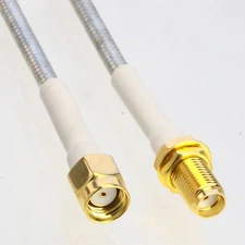 RP-SMA male to SMA female bulkhead RG402 .141" Semi-Flexible Tinned Jumper 4~40"