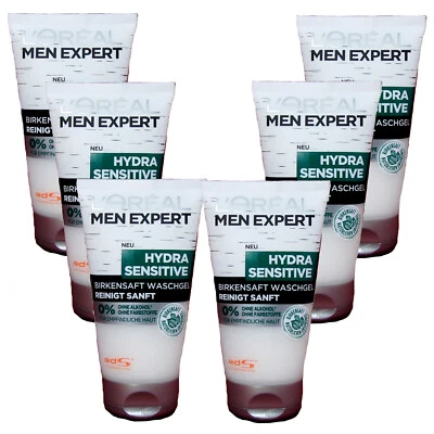 L'ORÉAL 6x 150ml Loreal Men Expert Hydra Sensitive Birkensaft Waschgel reinigt sanft