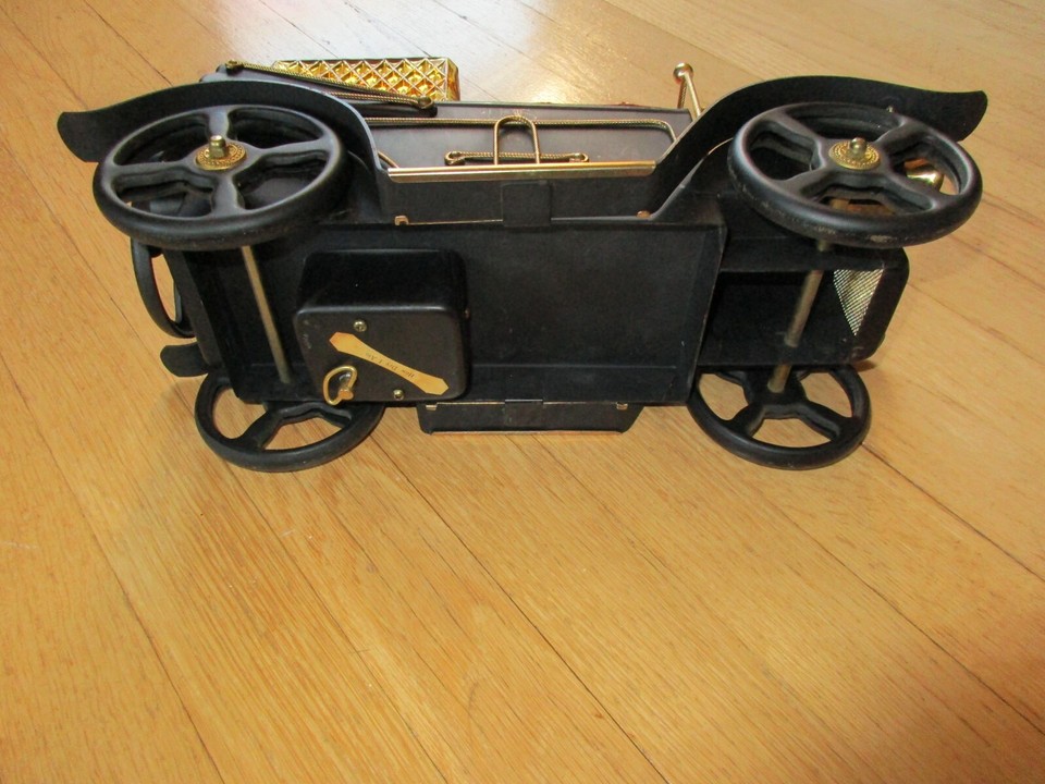 Vintage Car Liquor Decanter Caddy Music Box Plays "How Dry I Am" Works