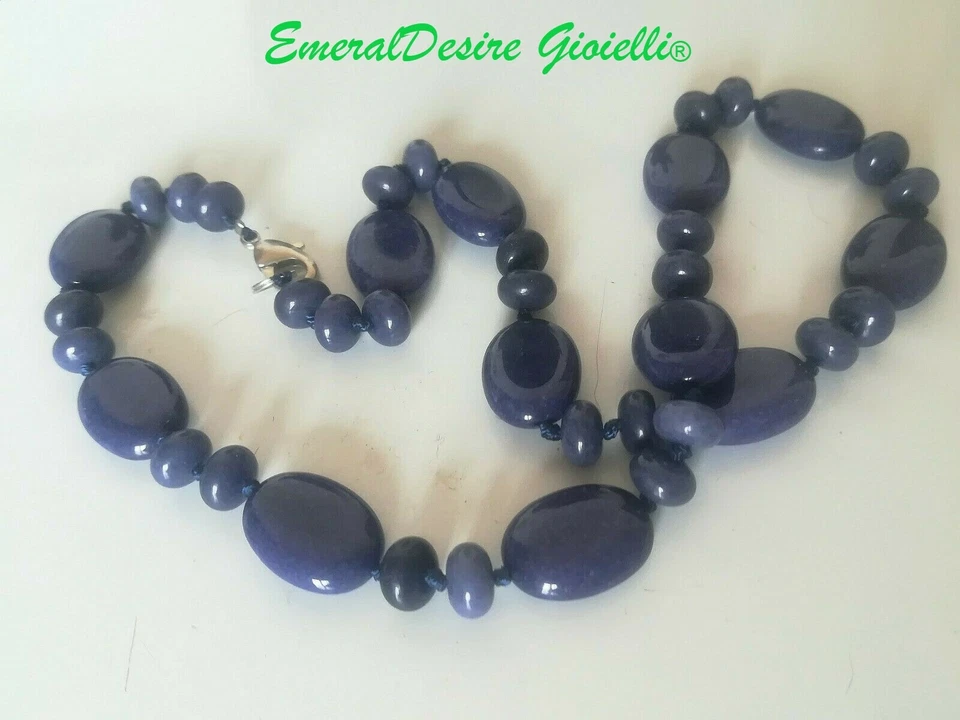 COLLANA VERI LAPISLAZZULI NATURALI ANNODATA A MANO BY EMERALDESIRE GIOIELLI® - Immagine 3 di 4