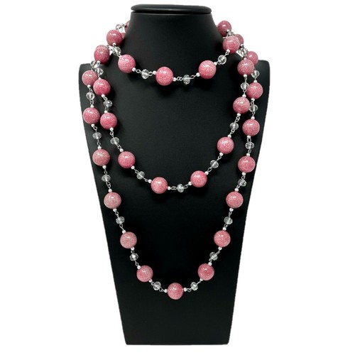 Collier Long Cristaux Petit Facettes Femme Élégant Brillant Rouge Noir