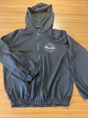 Brandy Melville Black Full Zip Hooded Windbreaker California Malibu One  Size