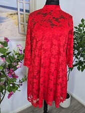 đź’Ż BEAUTIFUL đź’Ż ( 16-18 ) RED Plus Size Cocktail Dress, HIGH NECK LACE DRESS
