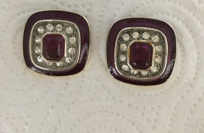 Paire De Clips Boucles D'oreilles Métal Doré Et Cabochon Verre Fondu - Année 2010
