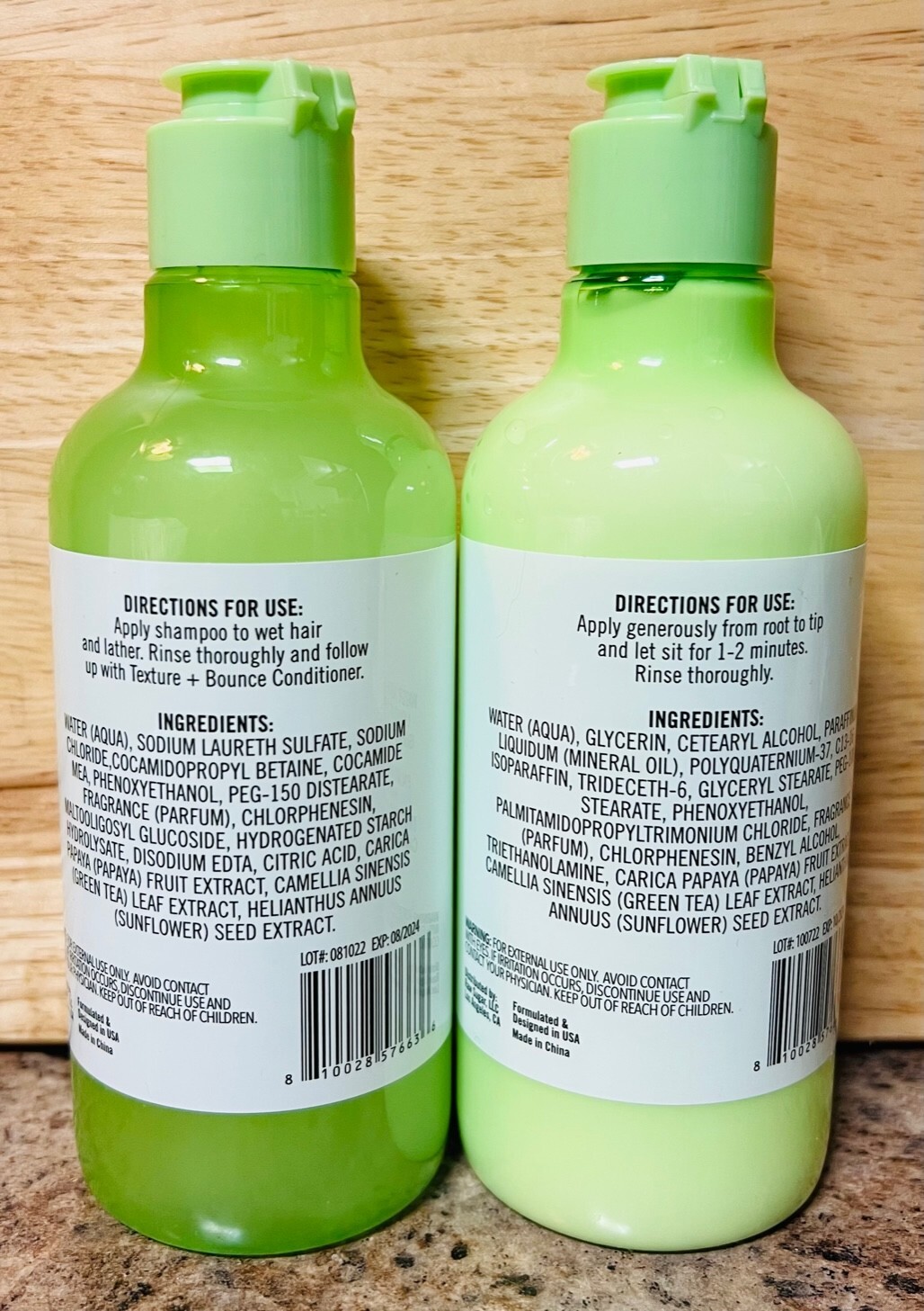 NEW Bolero Texture + Bounce Shampoo & Conditioner Papaya Green Tea Sunflower Oil