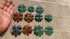 11Pcs 1.6''~2.2'' Natural types Four Leaf Clover Carved Decor gift