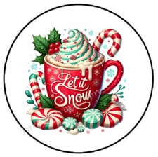 LET IT SNOW CHRISTMAS HOT COCOA ENVELOPE SEALS LABELS STICKERS PARTY FAVORS