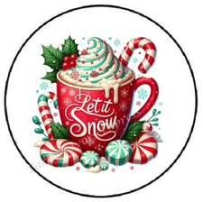 LET IT SNOW CHRISTMAS HOT COCOA ENVELOPE SEALS LABELS STICKERS PARTY FAVORS