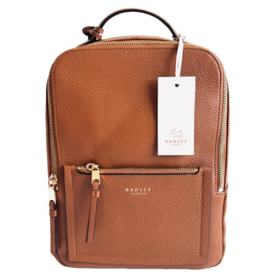 RADLEY Sunny Dene Tan Leather Small Zip Round Backpack Bag - New - UVP 239£