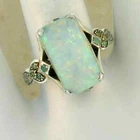 3Ct Emerald Cut Opal Antique Vintage Engagement Ring 14K White Gold Plated