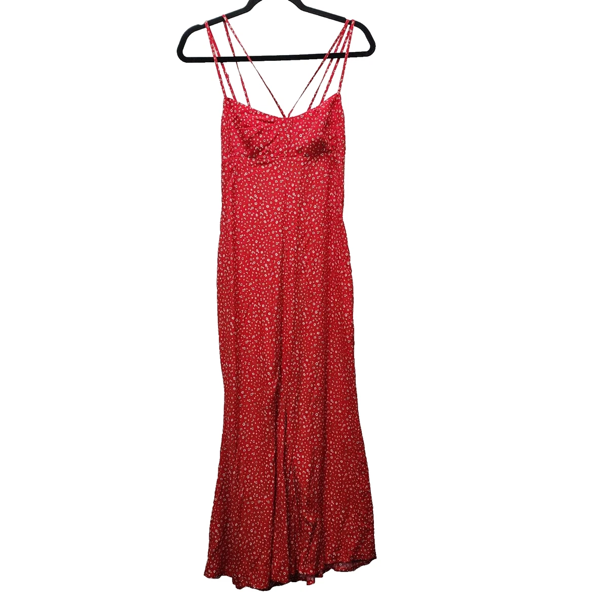 green emerald velvet dress ZARA. Flowing red dress with red embroidery. TS – Hibuy market main image 1