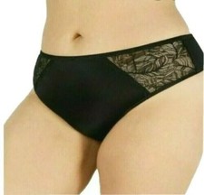 INC International Concepts Womens Thong Bikini Panty Deep Black Plus Size 1X NEW