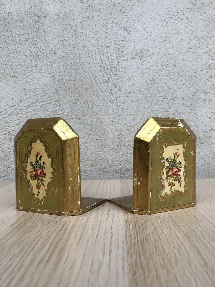 Coppia Di Fermalibri In Legno Stile Fiorentino - Immagine 2 di 4