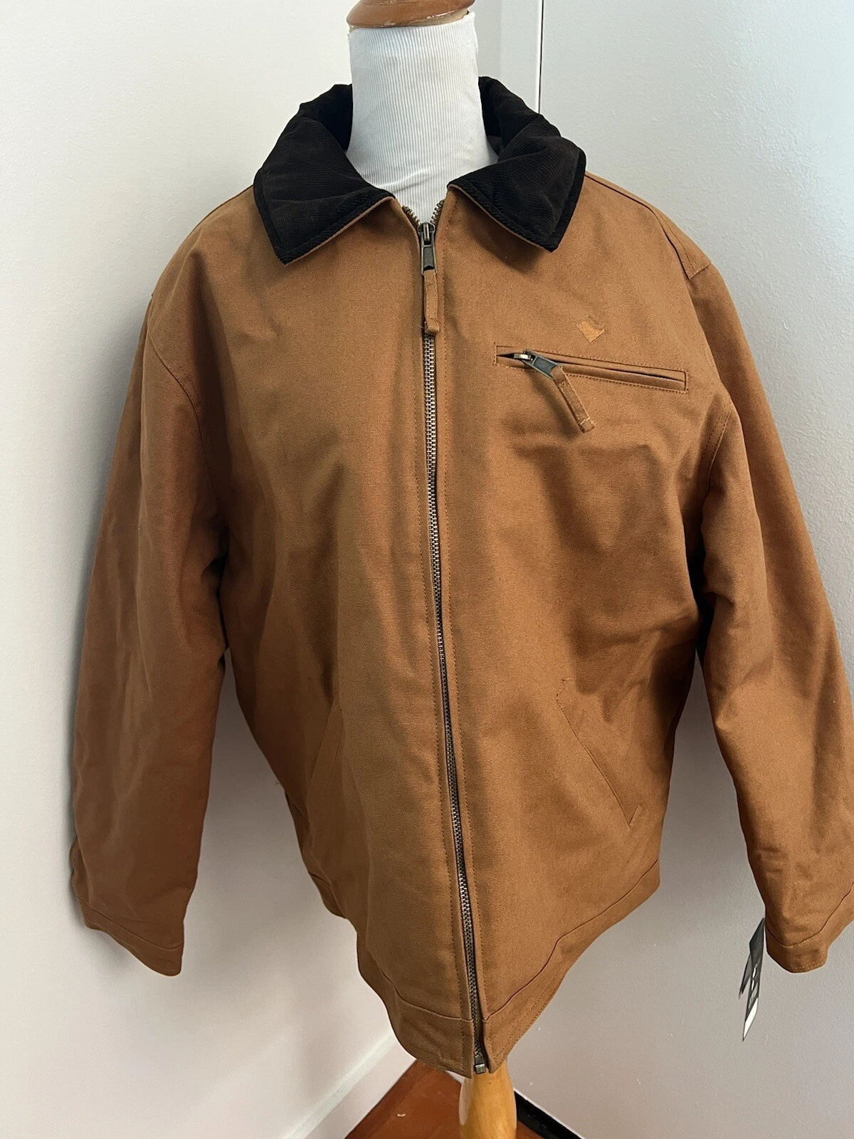 Teflon Mens Jacket L Coat Tan Quilted Logger Rancher Winter Zip Front $165 NWT