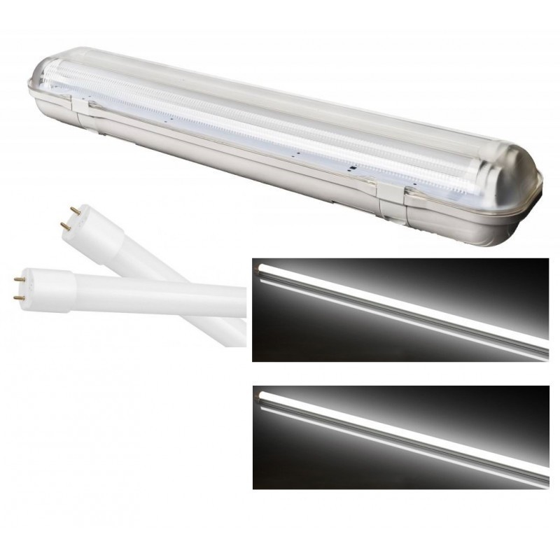 Réglette LED 150cm étanche double tube T8 32W pour local technique