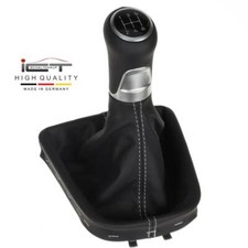 ICT Schaltknauf Schaltsack Leder  für Skoda Citigo Naht silber-grau B61