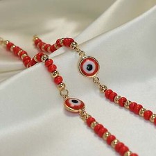 Red Evil Eye Beads Protection Bracelet for Mother-Baby Gold Filled Protection