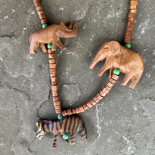 Two hand carved wooden necklaces African beaded Artisan Gift - Picture 5 of 7