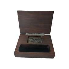 Vintage General Electric Wooden Box With Plaque + Belt Buckle Jostens