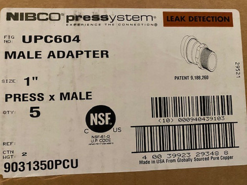 (5 PACK) NIBCO® Press 1" Copper Male Adapter 1" Press x MPT 9031350PCU