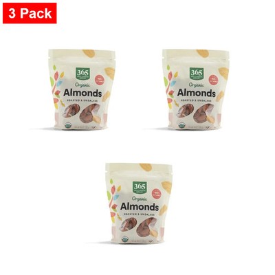 365 By WFM, Organic Roasted Unsalted Almonds, 10 Ounce - 3 Pack