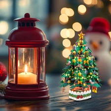 Christmas Tree Paper Flower Bouquet, Pop up Greeting Cards with Blank Note Ca...