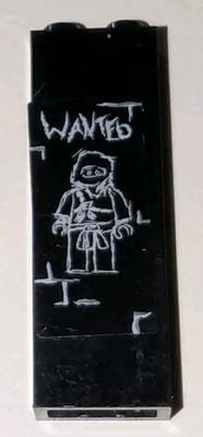LEGO Ninjago Black Brick 1x2x5 Ninja Chalk Drawing & Wanted Part # 2454pb053  