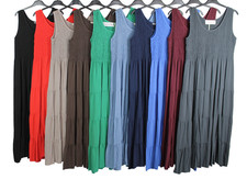 New Ladies Scoop Neck Summer Italian Sleeveless Plain Long Kaftan Dress