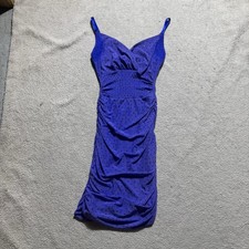 Windsor Dress Womens Small Blue Ruched Sparkling Mini Sleeveless Sexy Clubwear
