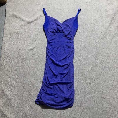 Windsor Dress Womens Small Blue Ruched Sparkling Mini Sleeveless Sexy Clubwear