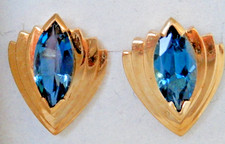 London Blue Topaz  14kt Yellow Gold Pierced Earrings Butterfly Backs